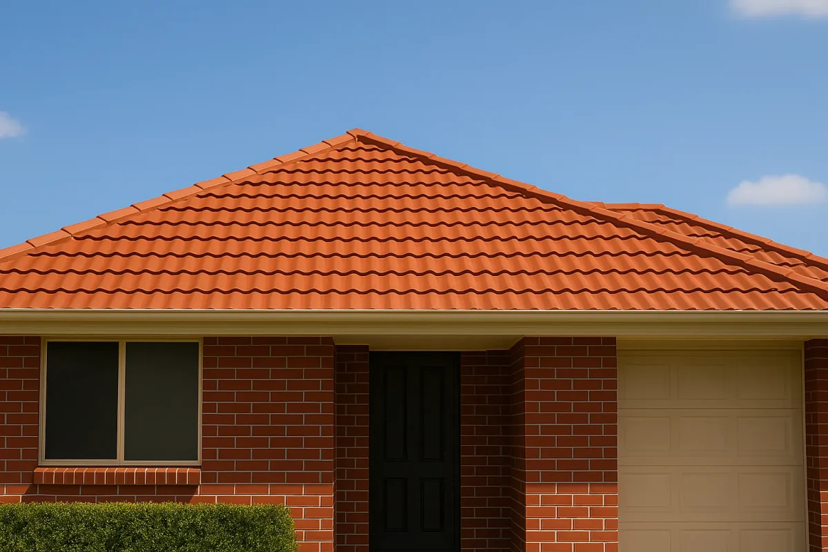 Orange terracotta roof before cleaning and restoration - Melbourne