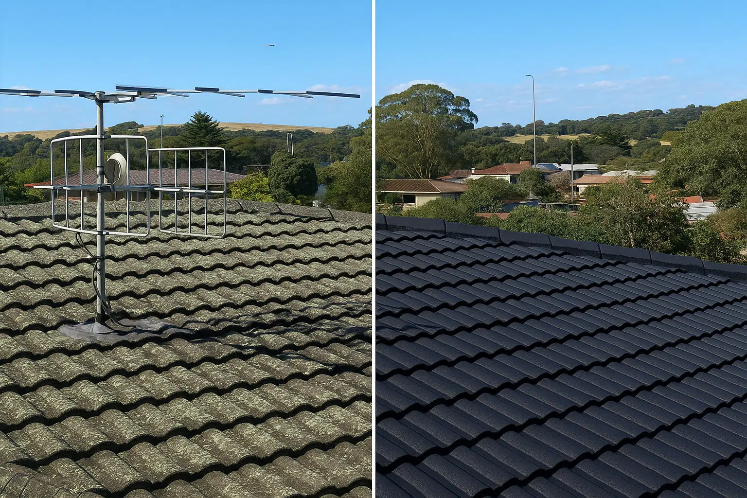 The same roof after Soft Wash treatment clean and like new