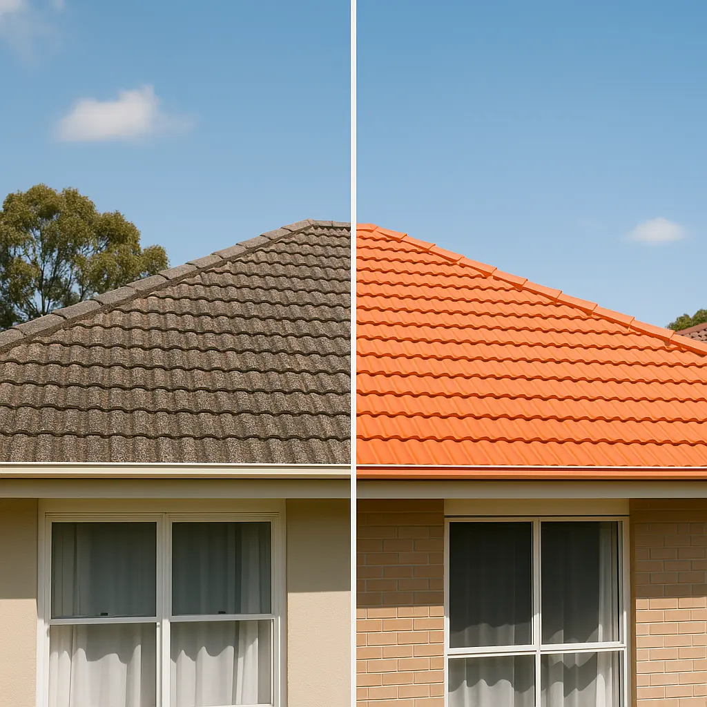 Roof before and after restoration by True Roof in Croydon