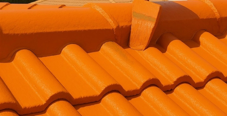 Close up of repointed ridge capping on restored roof